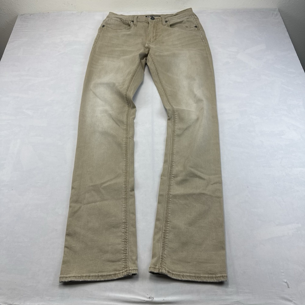 BKE Jake Straight Jeans Mens 31x36 Tan Khaki Denim Pants Faded Western Casual